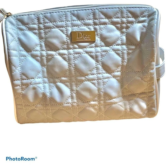 Dior Large  quilted grey cosmetics bag - Picture 1 of 10